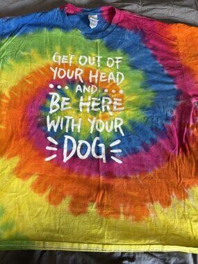 Tie-Die Dog Sport Training T-Shirt XL Rainbow Agility Flyball Disc Dog Rally